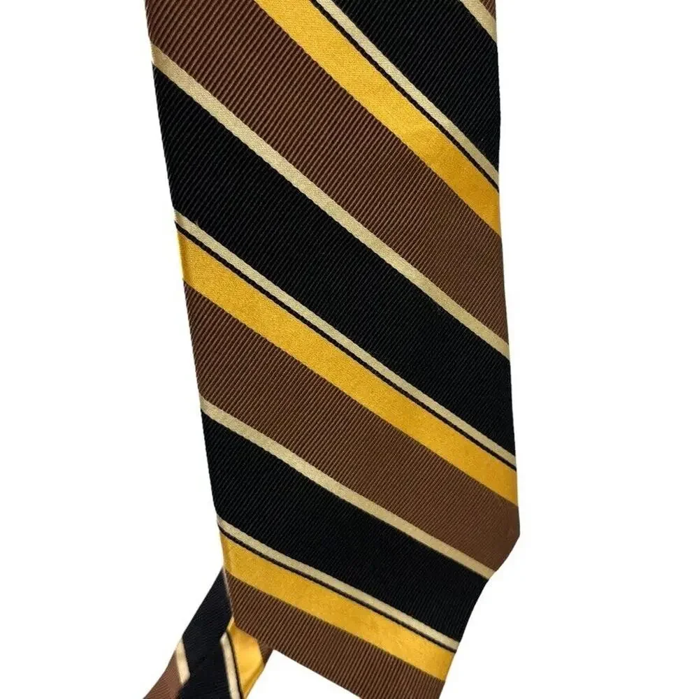 Jos A Bank Signature Collection Mens Striped Italy Made Brown Yellow Tie Necktie
